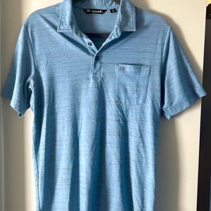 Travis Mathew Polo Shirt Men's Medium Blue Golf Short Sleeve